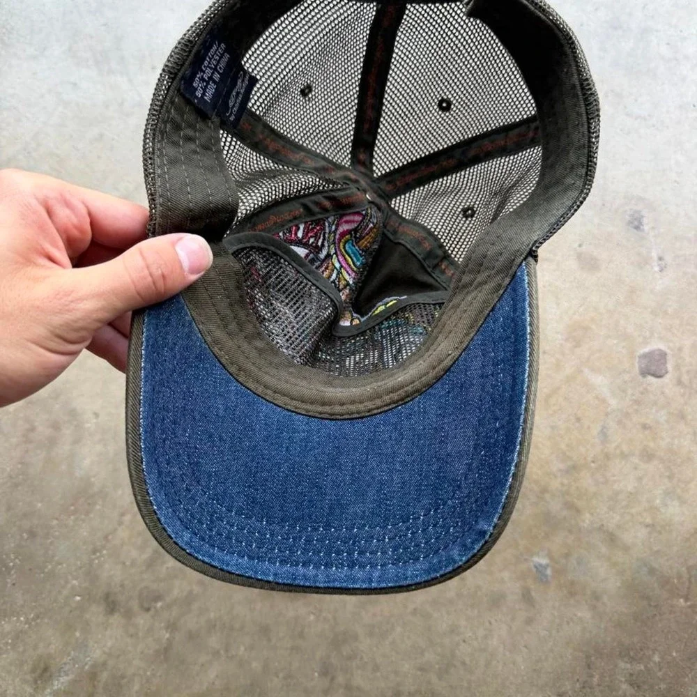 Y2K Ed Hardy embroidered trucker hat
